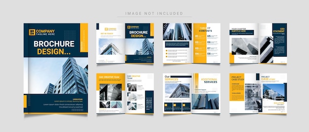 Vektor broschüren-vorlagen-layout-design und minimales mehrseitiges unternehmensbroschüren-vorlagen-design