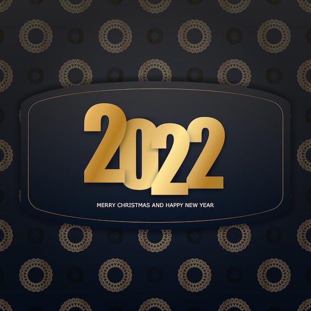 Broschürenvorlage 2022 Frohe Weihnachten schwarz mit luxuriösen Goldornamenten