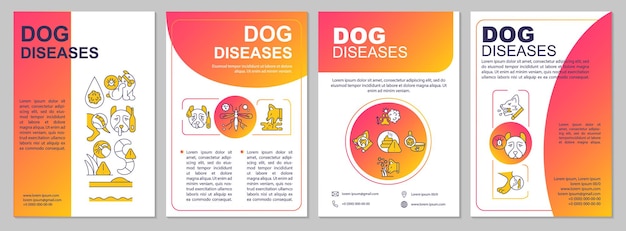Broschürenvorlage mit rotem farbverlauf für häufige hundekrankheiten