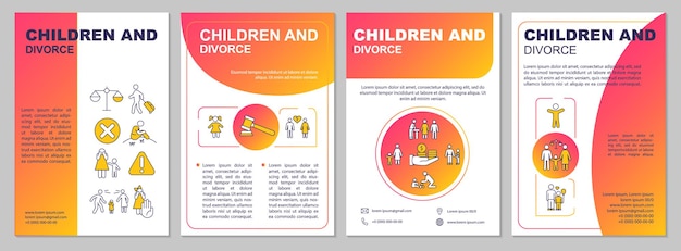 Broschürenvorlage mit rotem gradienten für kinder und scheidung