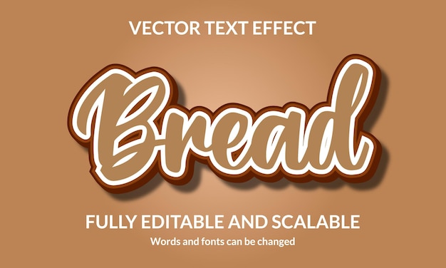 Vektor brot bearbeitbarer 3d-textstileffekt