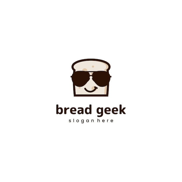 Brot-geek-logo-brot mit brillen-logo-symbol