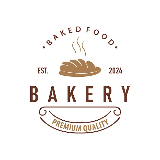 Brot-Logo Alt-Retro-Vintage-Stil Bäckerei Design Vektor Weizenbrot Einfache Tremplet-Illustration