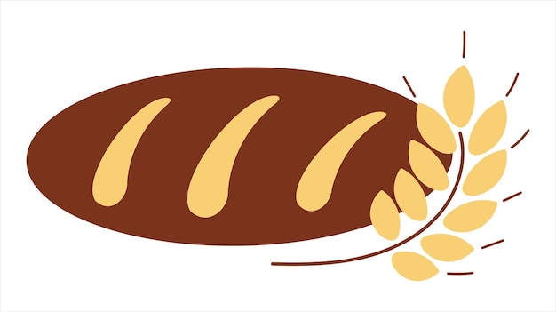 Vektor brot mit weizenähren-doodle-symbol handgezeichnetes laib-bäckerei-logo vollmehl-zeichen vektorillustration isoliert auf weißem hintergrund