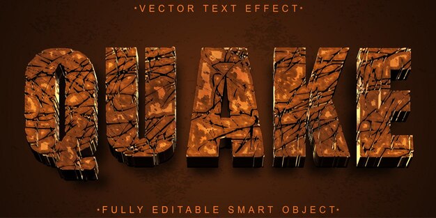 Brown Quake Vector Vollständig bearbeitbares Smart Object Text-Effekt