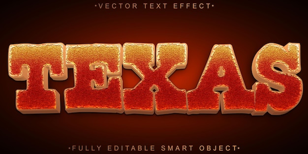 Brown Texas Vector vollständig bearbeitbares Smart Object Text-Effekt