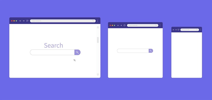 Vektor browser-mockup für computer, tablet und smartphone