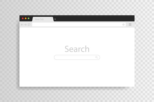 Browserfenster auf dem PC geöffnet. Browser Windows leere Vorlage Mockup Set Webseite.