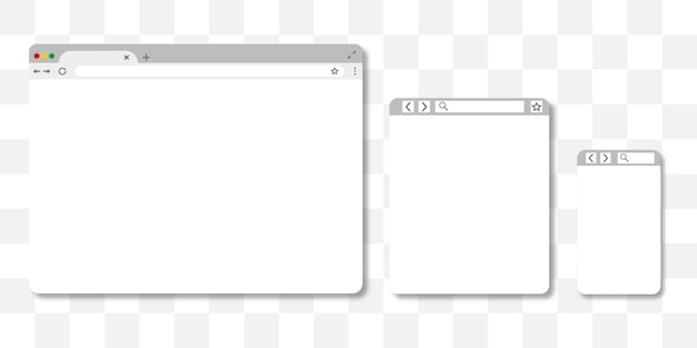 Browserfenster-Vektorvorlage Website und Webseite flaches Mockup auf transparentem Hintergrund Folge 10