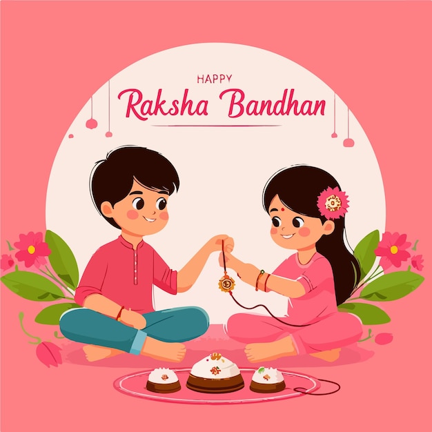 Brüder und Schwestern halten Rakhi in der Hand, um Raksha Bandhan zu feiern