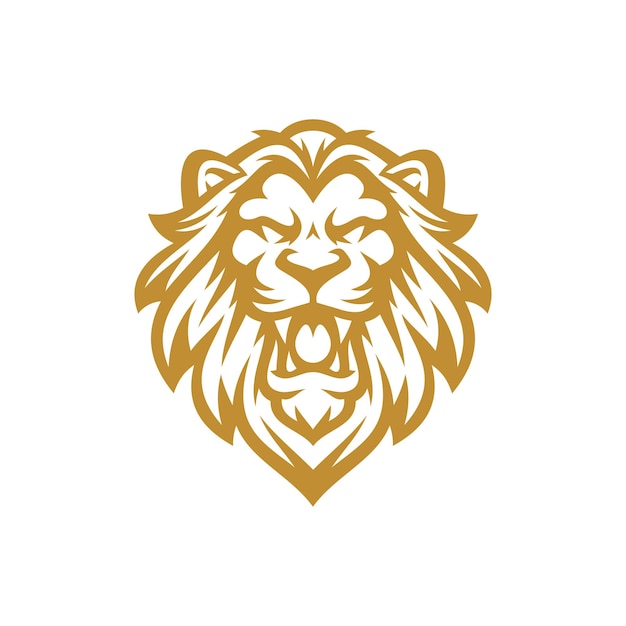 Brüllende löwe-maskottchen-linie kunst-logo-illustration