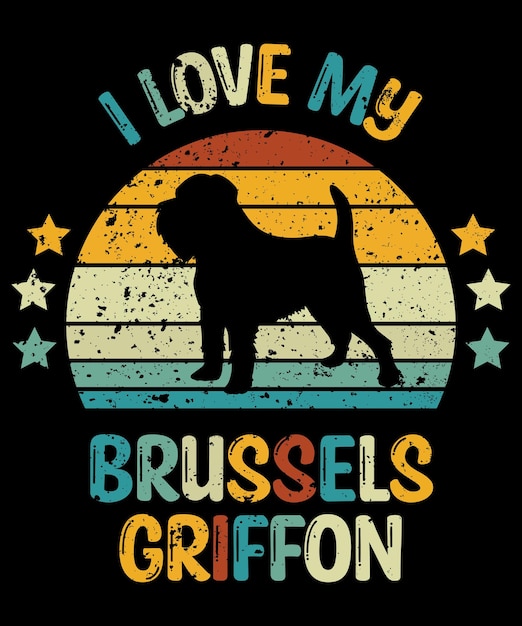 Vektor brüsseler griffon silhouette vintage und retro-t-shirt-design