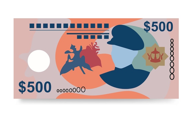 Brunei-Dollar-Vektor-Illustration Brunei-Geldsatz Bündel Banknoten Papiergeld 500 BND