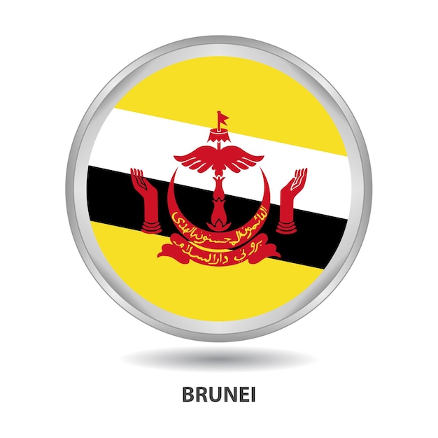 Brunei-flaggenabzeichen, symbol, schaltfläche, vektorserie