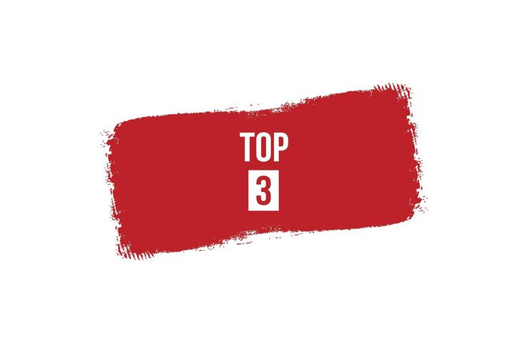 Vektor brush-stil top 3 rotes banner-design isoliert auf weißem hintergrund