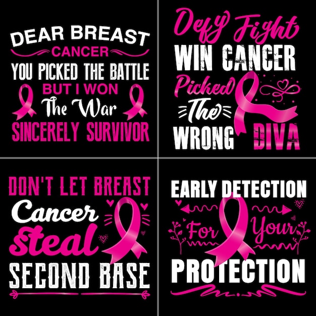Vektor brustkrebs-bewusstseins-t-shirt-designbündel