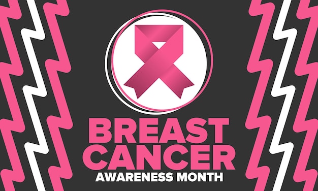 Brustkrebs-Bewusstseinsmonat Pink Oktober Pinkes Band Frauengesundheit Weibliche Krankheiten Vektor