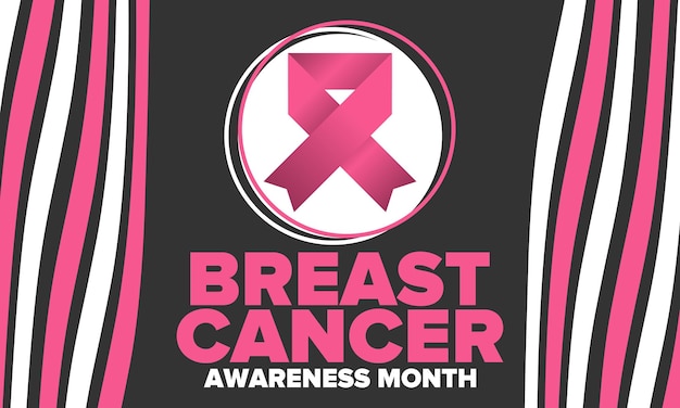 Brustkrebs-Bewusstseinsmonat Pink Oktober Pinkes Band Frauengesundheit Weibliche Krankheiten Vektor