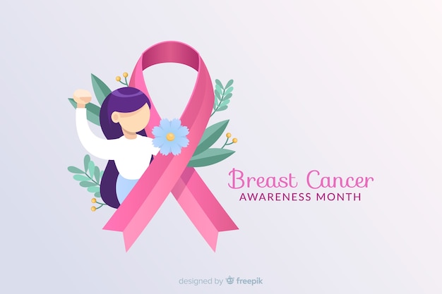 Brustkrebsbewusstsein mit band und illustration