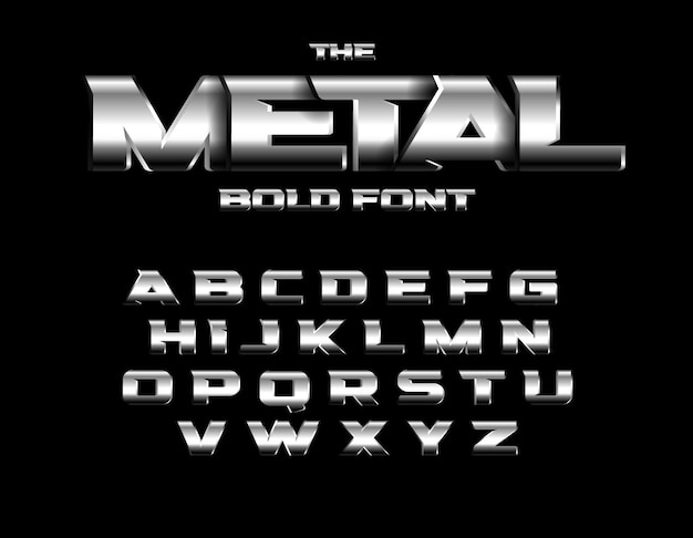 Brutale schrift im metallic-stil. alphabet design.