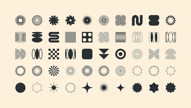 Brutalistische geometrische Formen moderne Symbole einfache primitive Elemente und Formen retro Design trendy