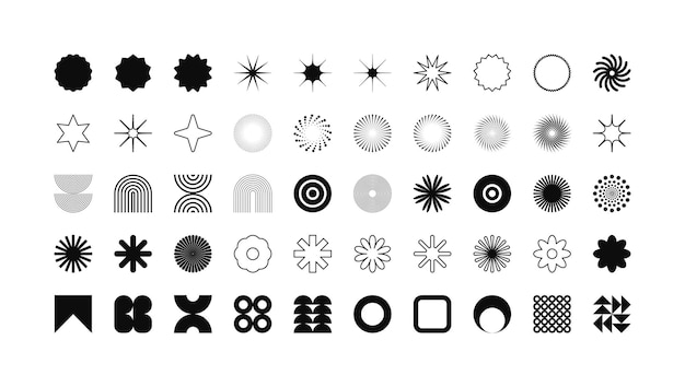 Brutalistische geometrische Formen moderne Symbole einfache primitive Elemente und Formen retro Design trendy