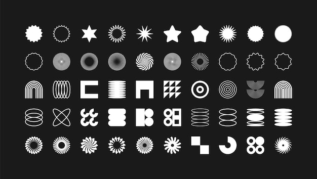Brutalistische geometrische Formen moderne Symbole einfache primitive Elemente und Formen retro Design trendy