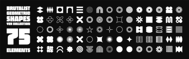 Brutalistische geometrische Formen symbolisieren einfache primitive Elemente und Formen Bauhaus retro Design trendy