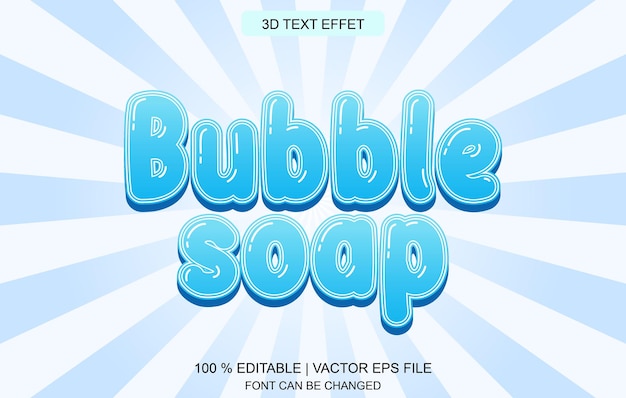 Bubble soap bearbeitbarer 3d-texteffekt, texteffektstil, bearbeitbare texteffektvorlage
