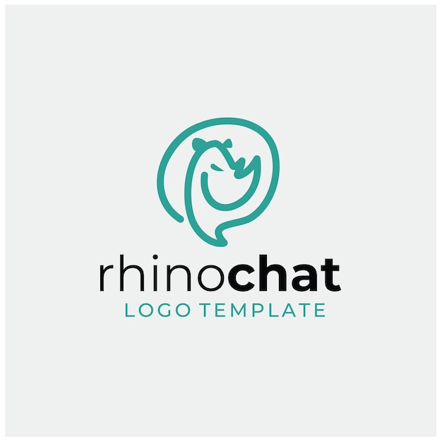 Bubble talk chat mit rhino für social media nachrichtensymbol logodesign für mobile apps