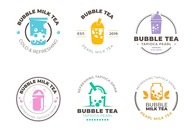 Bubble tea im stil der logo-sammlung