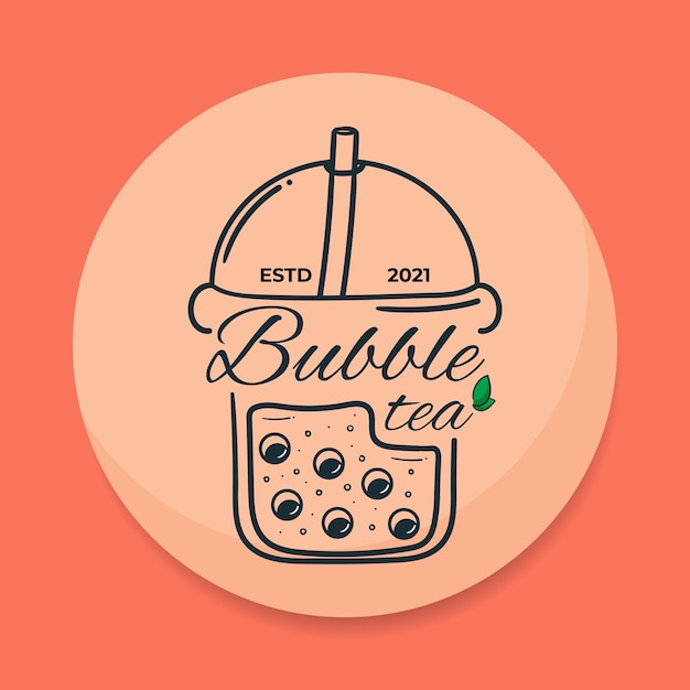 Bubble tea logo design inspiration in strichzeichnungen
