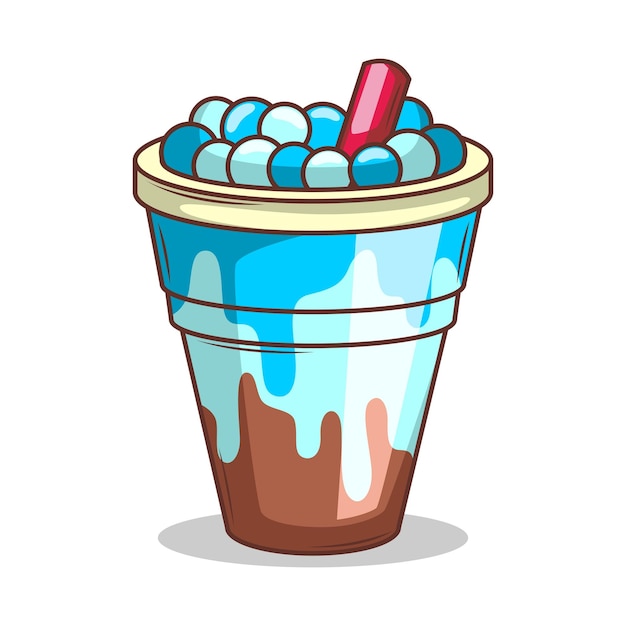 Bubble Tee Vektor Aufkleber Zeichentrickfilm Handzeichnung Illustrationskunst