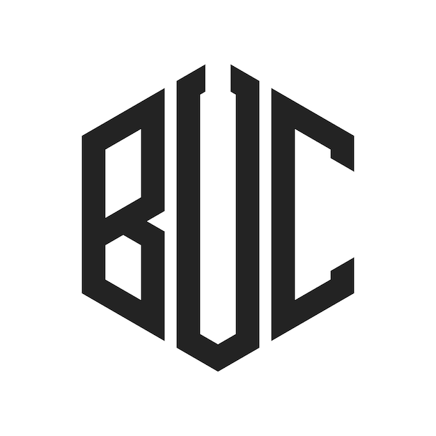 BUC-Logo-Design Anfangsbuchstaben BUC-Monogramm-Logo in sechseckiger Form