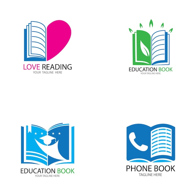 Buch-bildungs-logo-schablonenvektor-illustrationsdesign