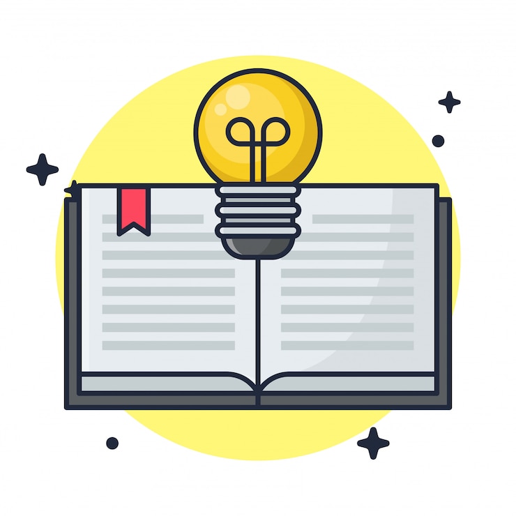 Vektor buch und lampe der idee