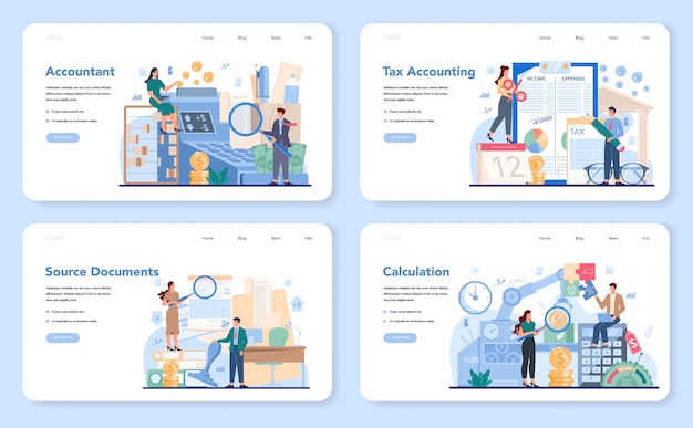 Buchhalter office manager web-banner oder landing page set.