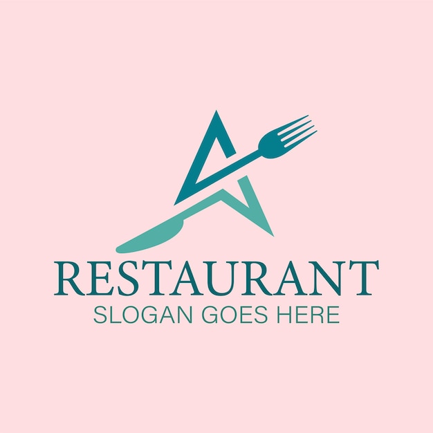 Buchstabe a restaurant logo mit gabelmesser