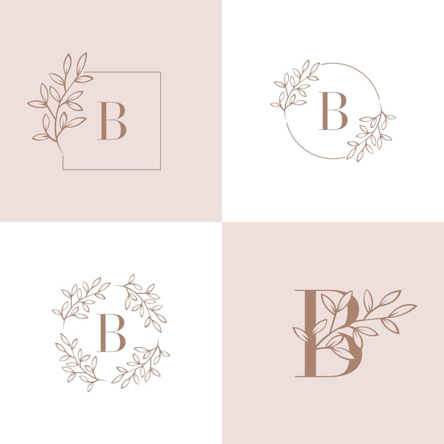 Buchstabe b-Logo mit Orchideenblattelement