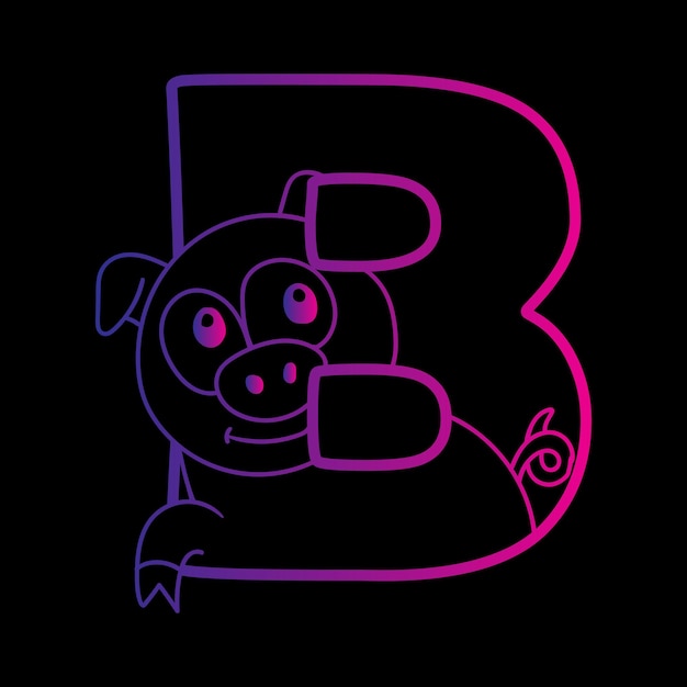 Buchstabe b-logo mit tiervektor