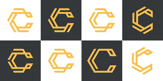 Buchstabe C mit Negativraum-Set-Logo-Design-Vorlage