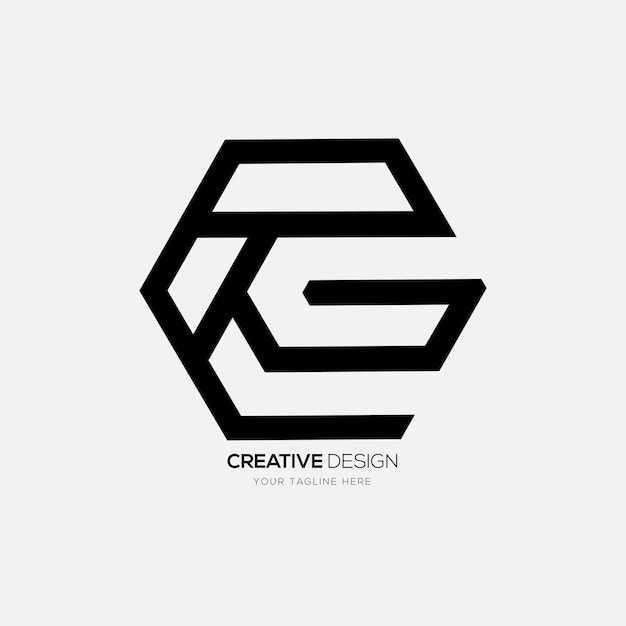Vektor buchstabe cg, kreative strichzeichnungen, sechseckform, einzigartige typografie, negativer raum, monogramm-logo-idee