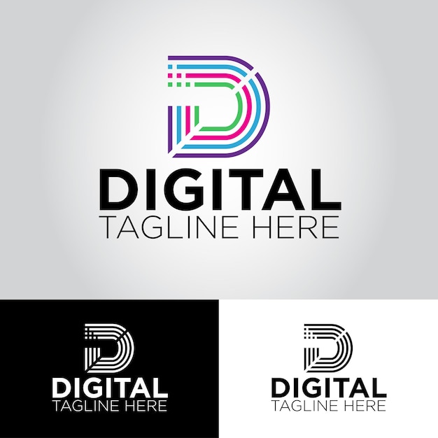 Vektor buchstabe d digitales logo-design