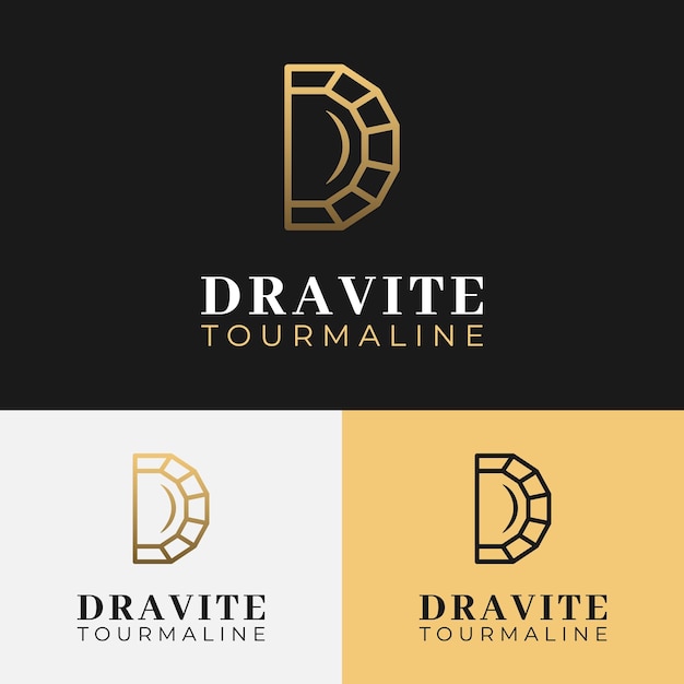 Vektor buchstabe d dravite turmalin diamant logo design-vorlage