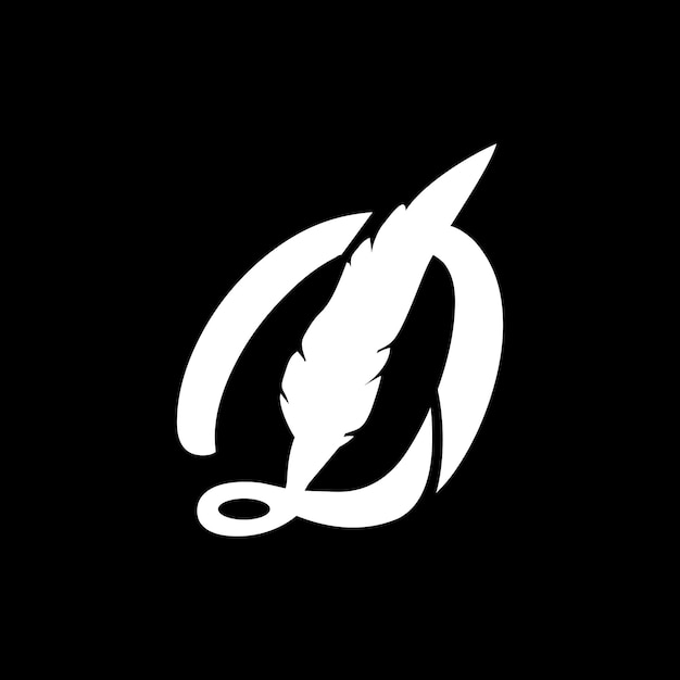 Buchstabe D-Logo und Quill-Kombination aus Buchstabe D und Vektorquill perfekt für Logos von Rechtsberatern, die Quill schreiben