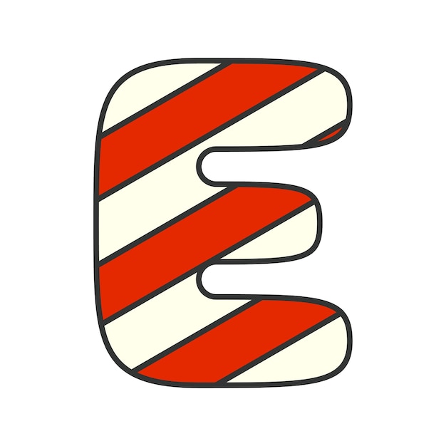 Vektor buchstabe e candy cane-vektorillustration