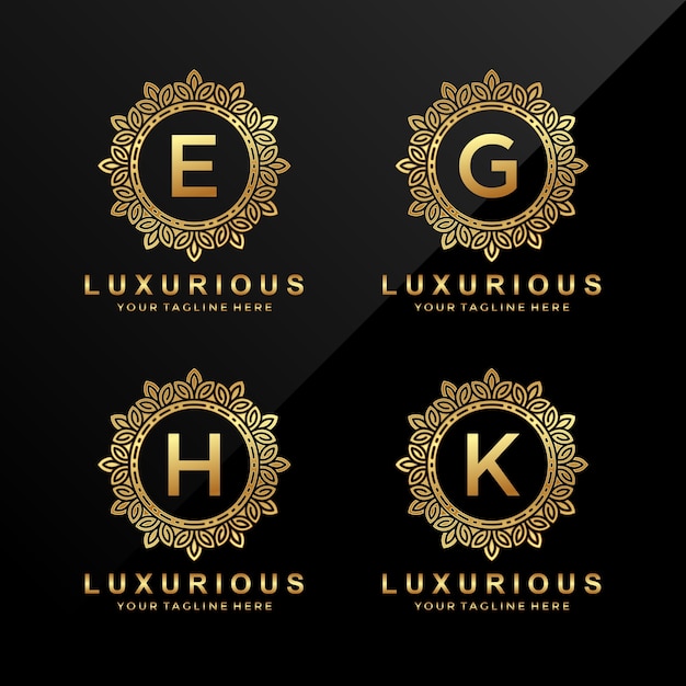 Buchstabe e, g, h, k goldluxuslogo