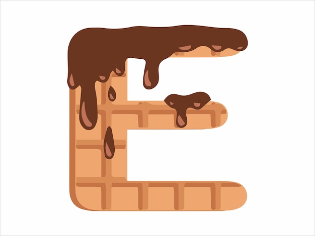 Buchstabe E mit Schokoladen-Eis-Illustration