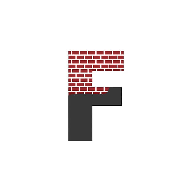 Buchstabe F mit dem Vektordesign-Logo von Brick Wall, Gebäudefirma Creative Initial-Letter und Wandlogo