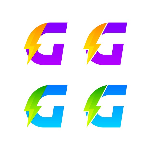 Buchstabe G-Logo-Design mit Lightning Bolt and Thunder-Konzept für Electrical Energy Business Company